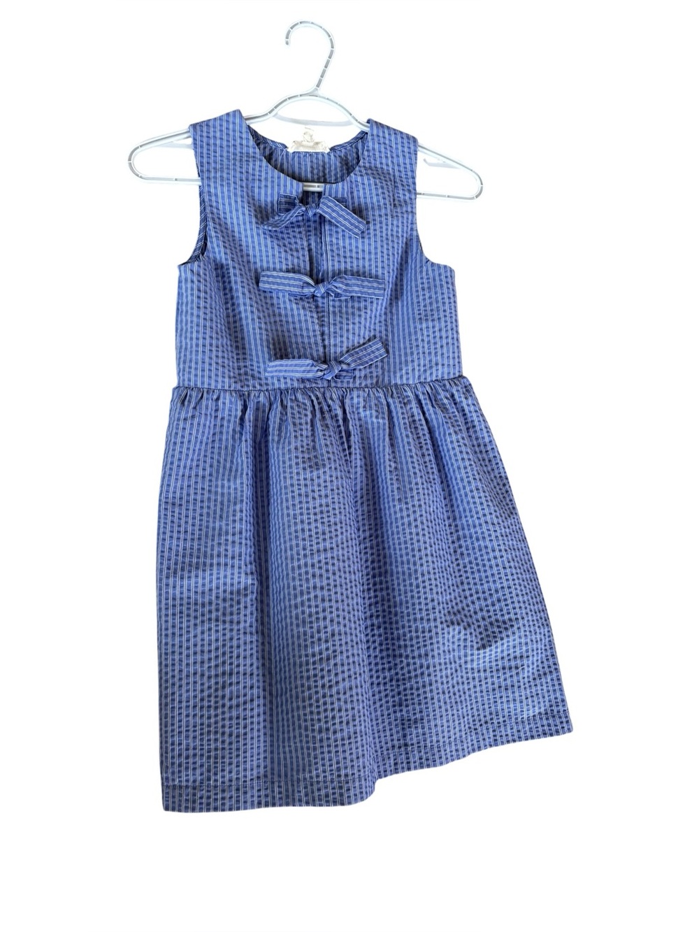 Girl NWOT Walking On Sunshine Striped Blue Dress Sundress Summer Spring Sz S 6-7